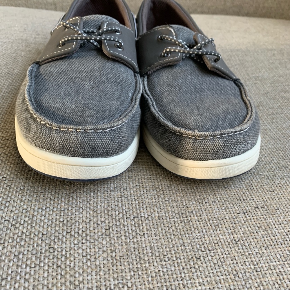 Shoes Little Boy Size 3 Gray Canvas Slip On Dress Boat Shoe Prepy Sonoma - Picture 5 of 9
